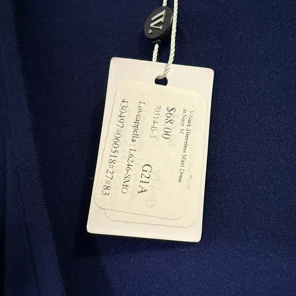 New with Tags Loveappella navy V-Neck Maxi Dress woman’s size medium - Picture 4 of 8